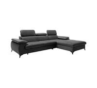 Vente-unique - Canapé d'angle Droit Convertible en Velours Gris Anthracite Samara