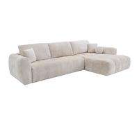Canapé d'angle droit convertible express en tissu chenille beige - Couchage 140 cm - Matelas 13 cm mémoire de forme BRIVANO