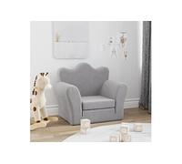 vidaXL Canapé-lit pour enfants – Lit de jour avec dossier et accoudoirs, gris clair peluche douce