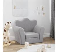 vidaXL Canapé-lit pour enfants – Lit de jour avec dossier et accoudoirs, gris clair peluche douce