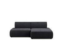 Canapé d'angle droit convertible Lisette 4 places Velours Noir avec coffre