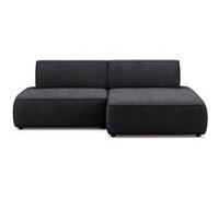 Canapé d'angle droit convertible Lisette 4 places Velours Noir avec coffre Noir