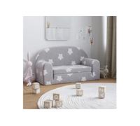 vidaXL Canapé-lit enfant 2 places – lit de jour avec accoudoirs – gris clair peluche douce