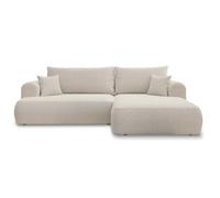 Canapé d'angle droit convertible Velaro Bouclette Beige