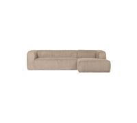 Canapé d'angle droit côtelé beige Bean