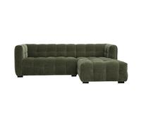 Canapé d'angle droit design 3 places en tissu effet velours vert kaki CORTO