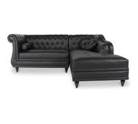 Canapé d'angle droit Empire Noir style chesterf...