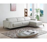 Canapé d'angle droit en cuir de buffle beige ANDOR