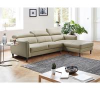 Canapé d'angle droit en cuir de buffle beige SALVI