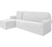 Canapé d'angle droit en jacquard stretch et Élasthanne pour le salon - blanc