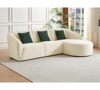 Canapé d'angle droit en tissu beige texturé NETOMIA