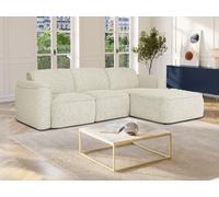 Canapé d'angle droit en tissu chiné beige DIOMARO