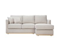 Canapé d'angle droit en tissu effet velours texturé beige 3 places MOSS