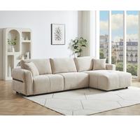 Canapé d'angle droit en tissu texturé beige GOSALO de Maison Céphy