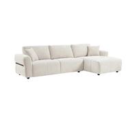 Canapé d'angle droit en tissu texturé beige GOSALO de Maison Céphy