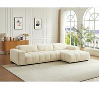 Canapé d'angle droit en tissu texturé beige LOPONZA