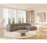 Canapé d'angle droit en tissu texturé taupe CAMILIO de Maison Céphy