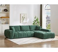 Canapé d'angle droit en tissu texturé vert BERENIA