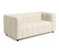 IDMARKET Canapé droit 2 places capitonné AMANCE en tissu bouclette beige