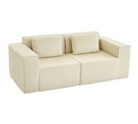 Canapé 3 places - HOMCOM - assise rembourrée, larges accoudoirs, 2 coussins - pas de montage - velours côtelé - 202x90x76cm - beige