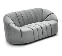 Menzzo Canapé 2 Places SIDONIE Velours Gris - Petit Canapé Design Moderne avec Pieds Métal Noir - Salon, Bureau ou Chambre Style Contemporain Chic