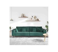 vidaXL Canapé Velours Vert foncé 250 x 77 x 76 cm Cadre contreplaqué Coussin en mousse Design Comfy