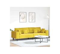 vidaXL Canapé en velours avec coussin avec oreiller Jaune 210 cm Velours