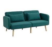 Canape dangle droit fixe homcom cosy 3 places en lin vert