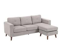 Canape dangle droit fixe homcom grace 3 places en velours cotele grisclair gris