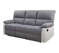Habitat et Jardin Canapé Relax Lincoln 3 places Simili et Tissu 197 x 89 x 103 cm Blanc/Gris clair