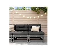 vidaXL Canapé central 2 pcs avec coussins Gris bois de pin massif