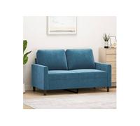 vidaXL Canapé 2 places 120 cm – Velours bleu, accoudoirs et dossier, moderne
