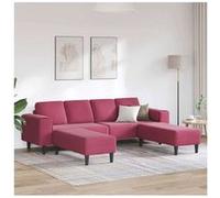 Canape dangle droit fixe vidaxl classique 4 places en velours bordeau rouge