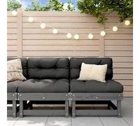 vidaXL Canapé central 2 pcs avec coussins Gris bois de pin massif