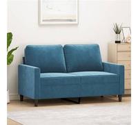 vidaXL Canapé 2 places 120 cm – Velours bleu, accoudoirs et dossier, moderne