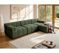 Canapé d'angle droit modulable en tissu chiné vert FACIVIL