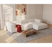 Vente-unique - Canapé d'angle Droit modulable en Velours côtelé Beige RUZOLO