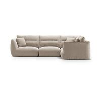 Canapé d'angle droit modulable "Maurie" 5 places en tissu structurel beige clair