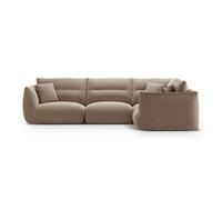 Canapé d'angle droit modulable "Maurie" 5 places en tissu structurel le sable