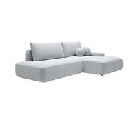 Canapé d'angle droit ouvert convertible en tissu chiné gris clair DAVISO