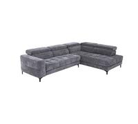 Canapé d'angle droit relax avec assise coulissante électrique en tissu anthracite MONISO