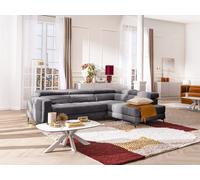 Canapé d'angle droit relax avec assise coulissante électrique en tissu anthracite MONISO