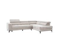 Canapé d'angle droit relax avec assise coulissante électrique en tissu beige MONISO