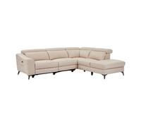 Canapé d'angle droit relax électrique en cuir crème FORLO