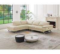 Canapé d'angle droit relax électrique en cuir de vachette beige PUNO II