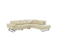 Canapé d'angle droit relax électrique en cuir de vachette beige PUNO II