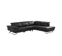 Vente-unique - Canapé d'angle Droit Relax électrique en Cuir de Vachette Noir Puno II