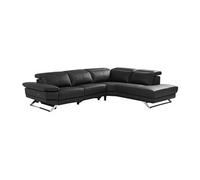 Vente-unique - Canapé d'angle Droit Relax électrique en Cuir de Vachette Noir Puno II