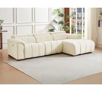 Canapé d'angle droit relax électrique en tissu beige MOLPICA