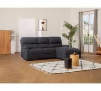 Canapé d'angle droit relax électrique en tissu gris anthracite LUNANO